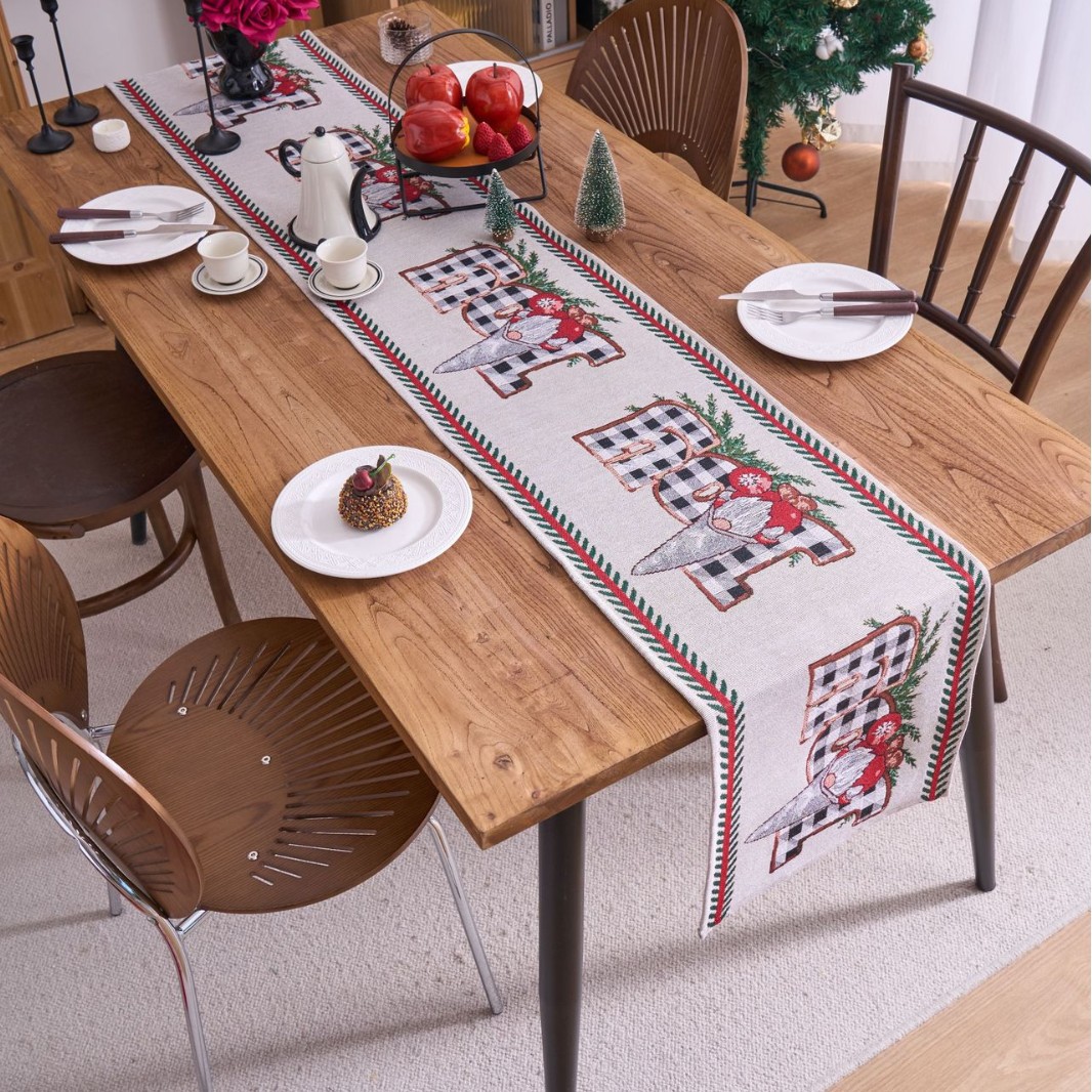 Home Christmas Jacquard Table Runner (Jacquard Red
