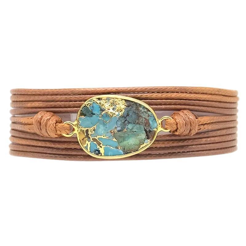 Retro-style Fashionable And Creative Turquoise Womens Braided Bracelet