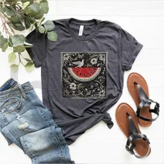 Women's Vintage Watermelon Short Sleeve Shirt - Darkgrey - View 1