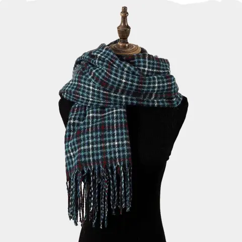 Men's and Women's Cashmere Plaid Tassel Scarf
