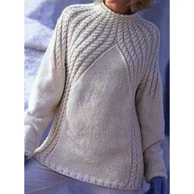 Women's Thick Hemp Flowers Loose Thick Sweater Loose And Warm Knitted Top Apricot - Shop at LoveMi