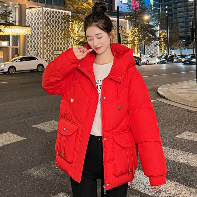 European Bread Short Down Cotton Clothing Cotton Coat Women's Red - Shop at LoveMi