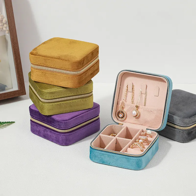 Portable Velvet Jewelry Storage Box Box