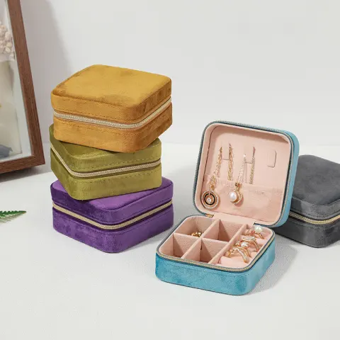 Portable Velvet Jewelry Storage Box Box