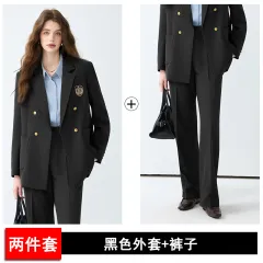 Women's Black Casual Blazer Set - Black - View 1