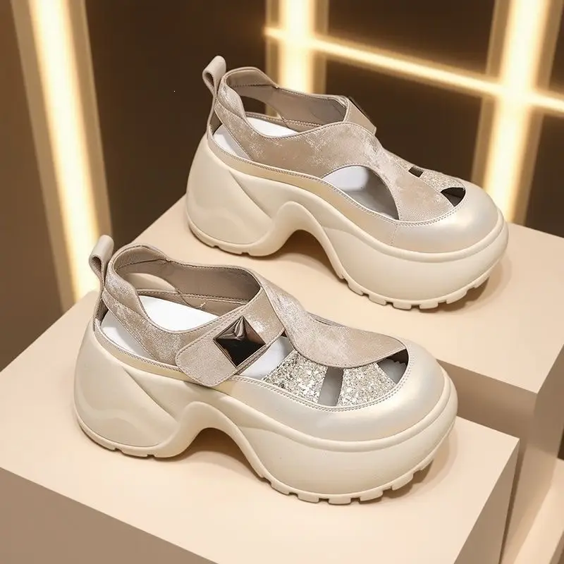 Fashionable Versatile Chunky-heel Height-increasing Womens Sandals