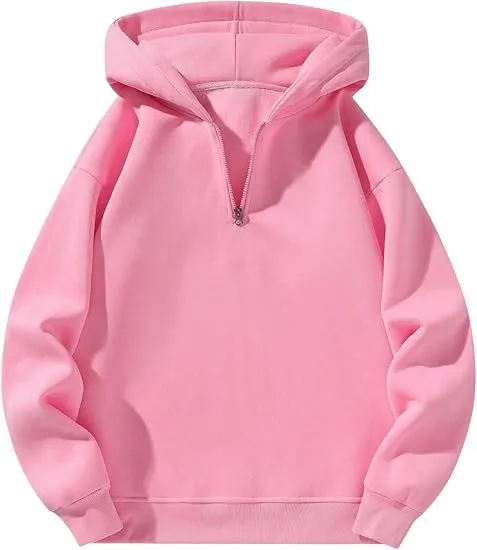 American Casual Zipper Hoodie Loose Sports Sweater Pink - Shop at LoveMi