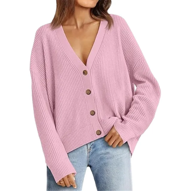Women's Sweater Lightweight Button Cardigan No Pilling No Fading Peach - Shop at LoveMi