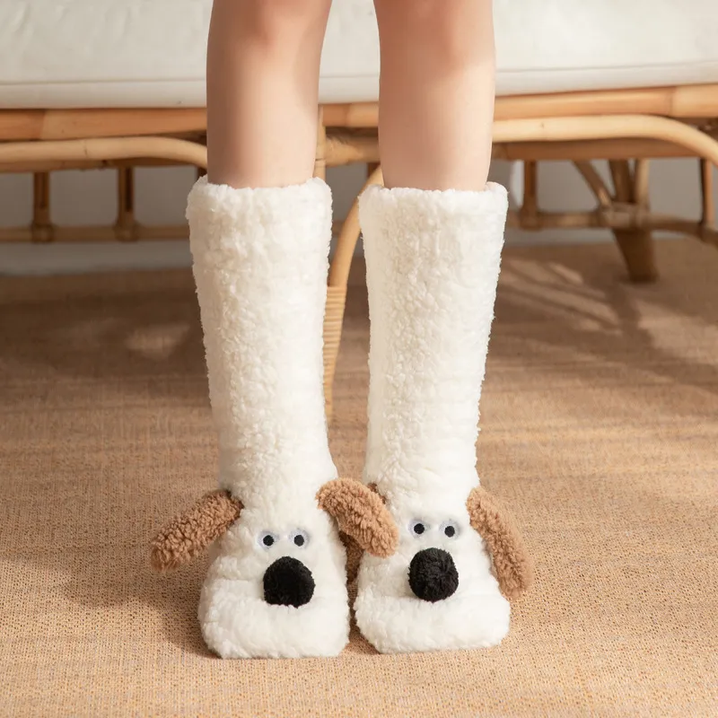 Fashion Personality Winter Snow Socks For Women - White Dog