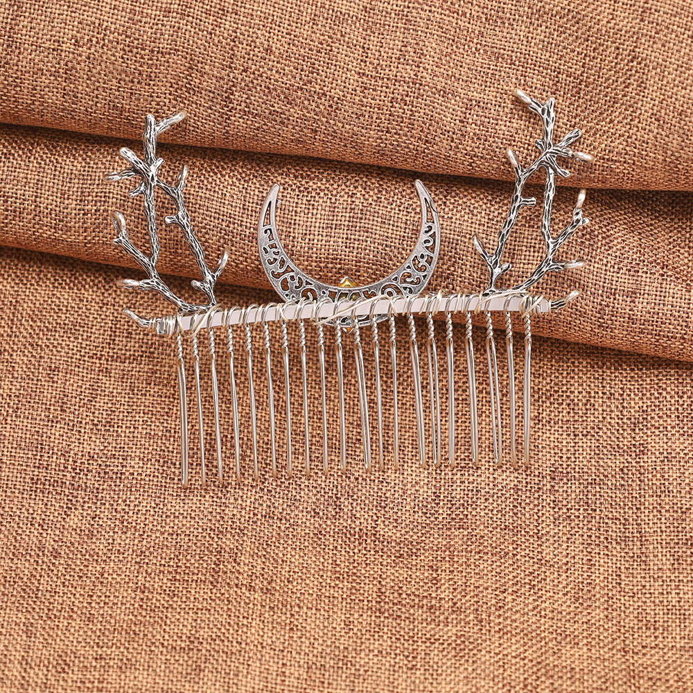 Retro Branch-and-Crescent Moon Hair Comb For Women Fashionable Headpiece