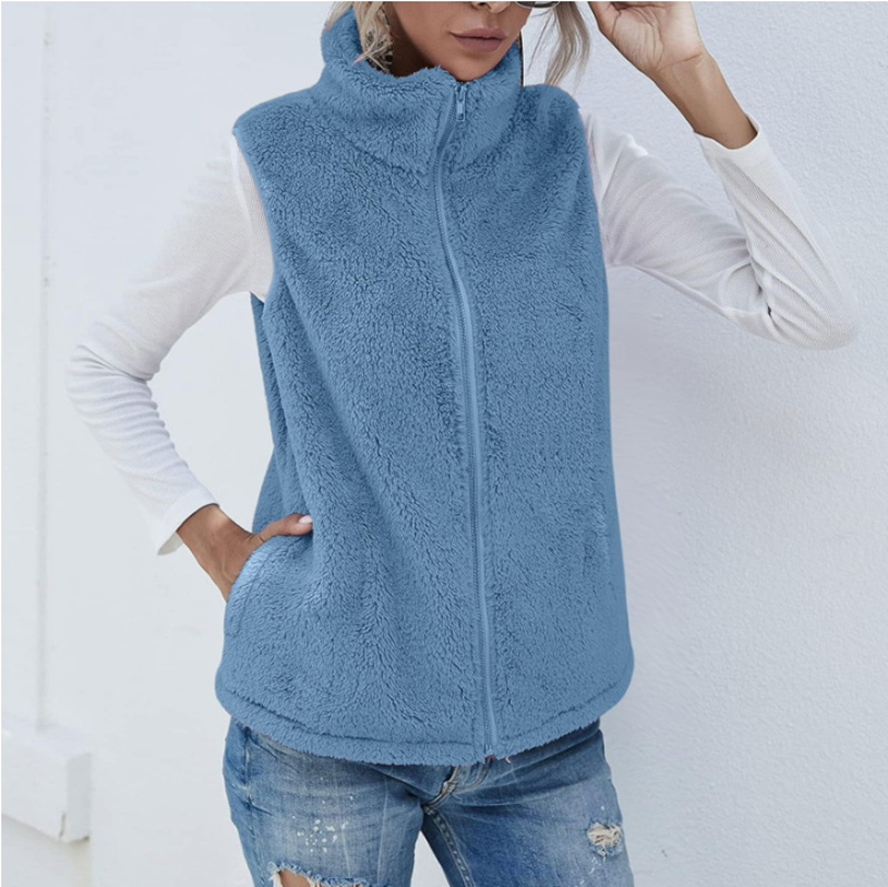 European And American Coat Loose Plaid Fur Cardigan Blue - Shop at LoveMi