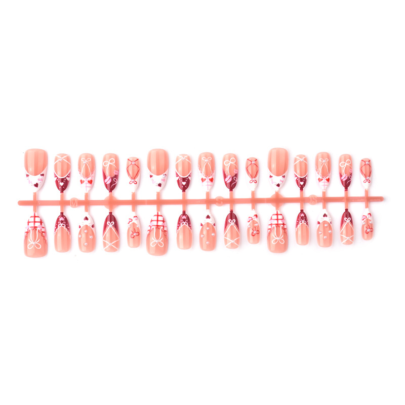 High-End French Almond Artificial Nails For Valentines Day