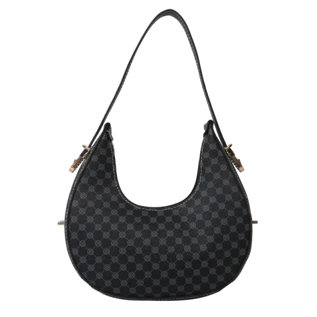 Casual Printed Western Style One Shoulder Crescent Underarm Bag Black - Shop at LoveMi