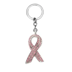 Guan Aizhi Disease Red Ribbon-shaped Diamond-embedded Keychain - K774 - View 1