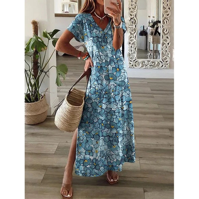 Women's Fashion Casual Printing Short Sleeve Dress