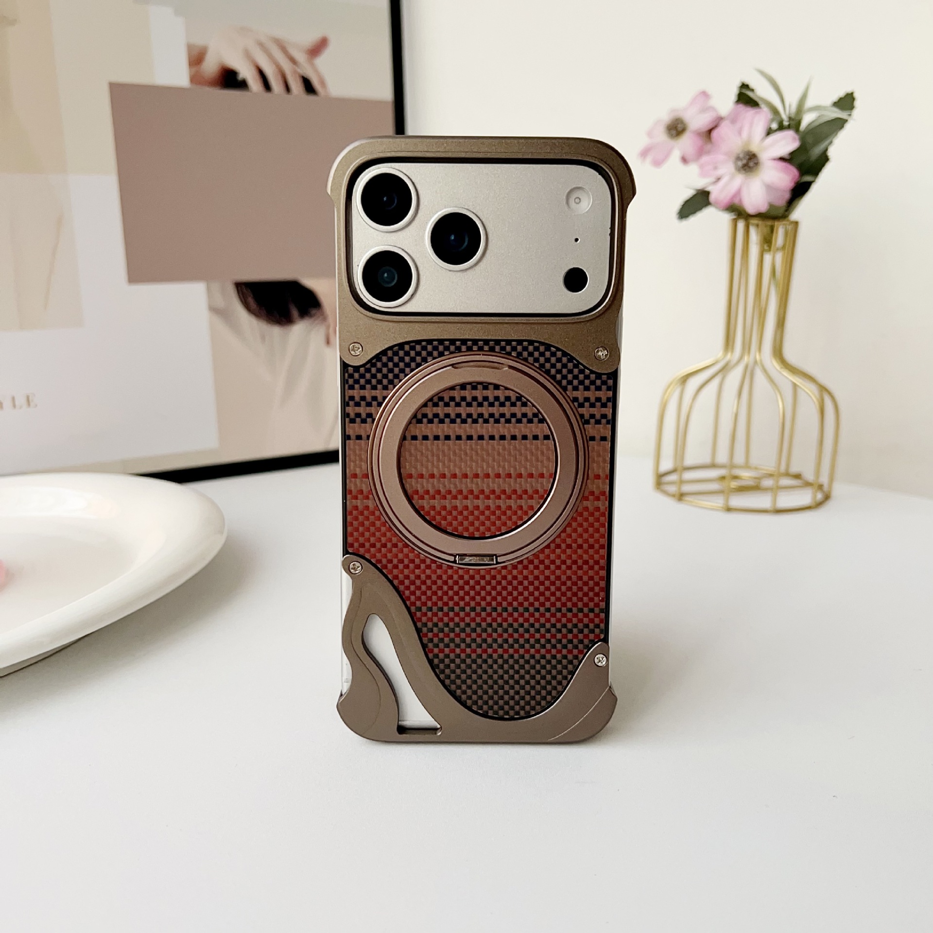 Metal Magnetic Mount Carbon Fiber Backplate Protective Case
