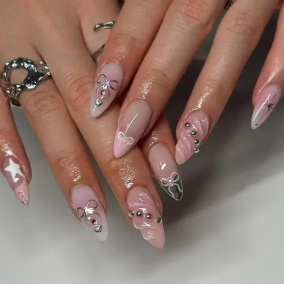 Wearable Nail Shaped Piece Nail 3D Bow