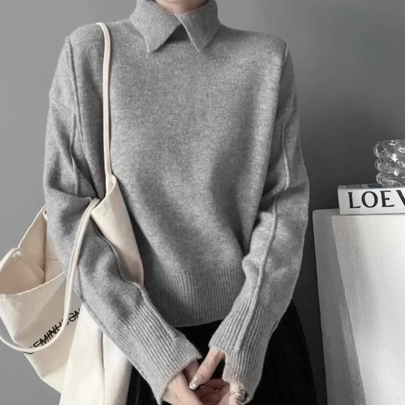 Women's High-grade Comfortable Soft Knit Sweater - Gray