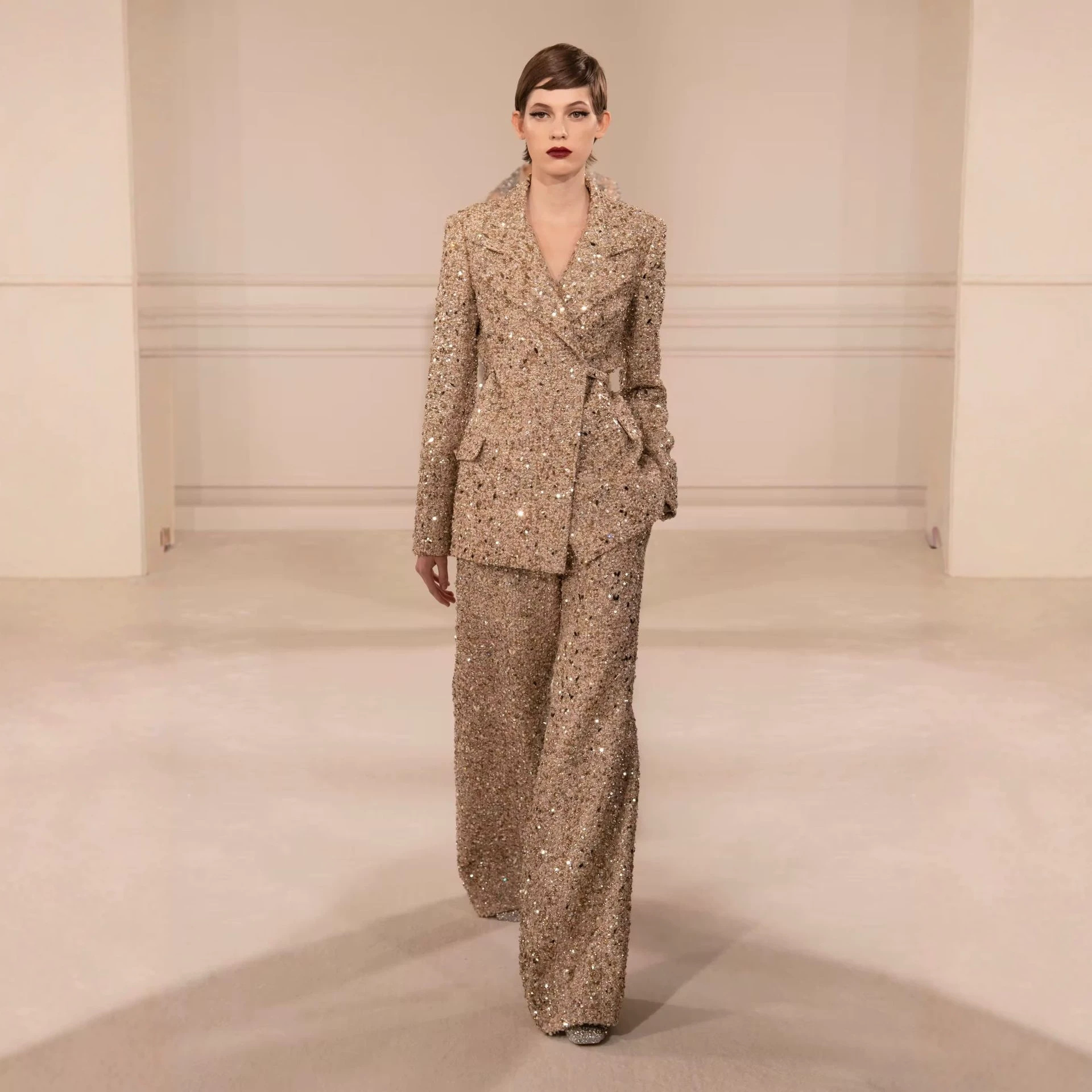 Autumn Sequined Suit Fashionable Slim-Fit Two-Piece Set