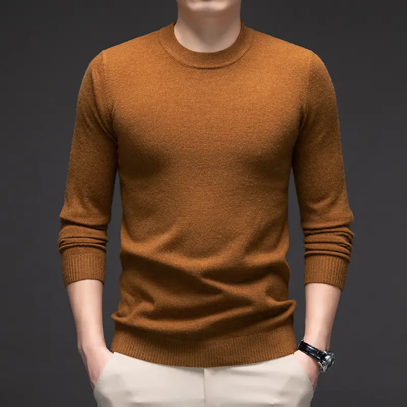 Solid Color Men's Round Neck Long Sleeve Autumn And Winter Leisure Sweater