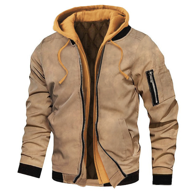Autumn And Winter Thick Plus Size Men's Solid Color Hooded Jacket - Picture 16 of 24