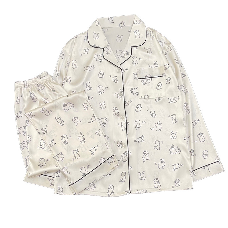 Long Sleeve Cardigan High Sense Silk Homewear Suit