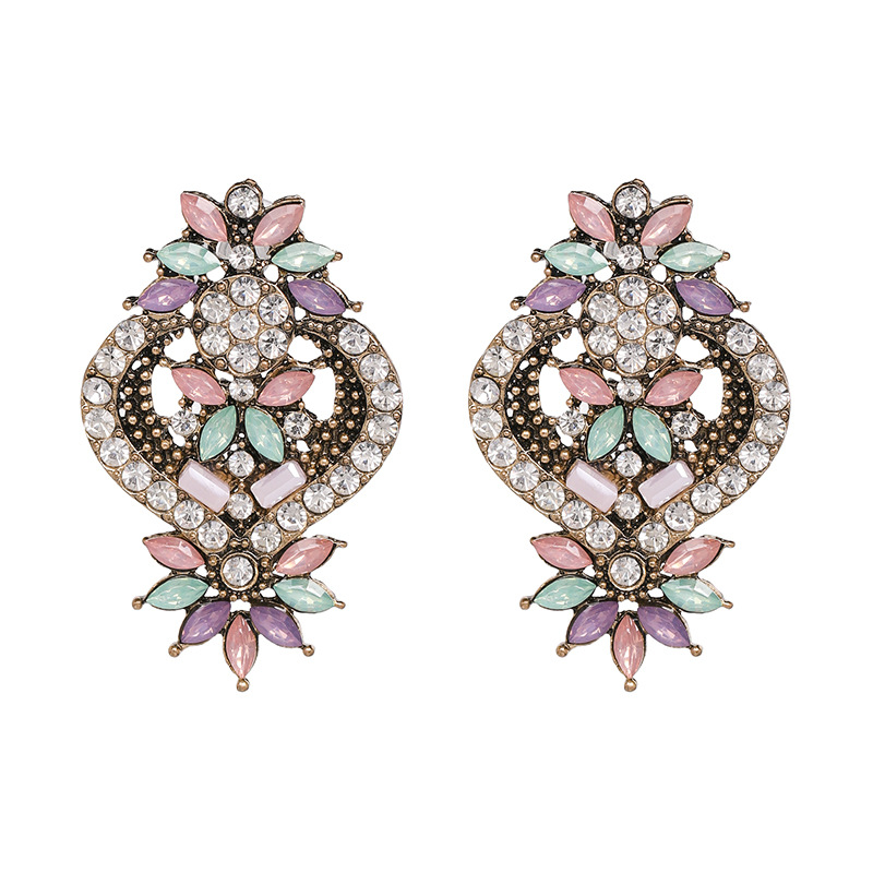 Female Earrings Glass Drill Alloy Ear Studs