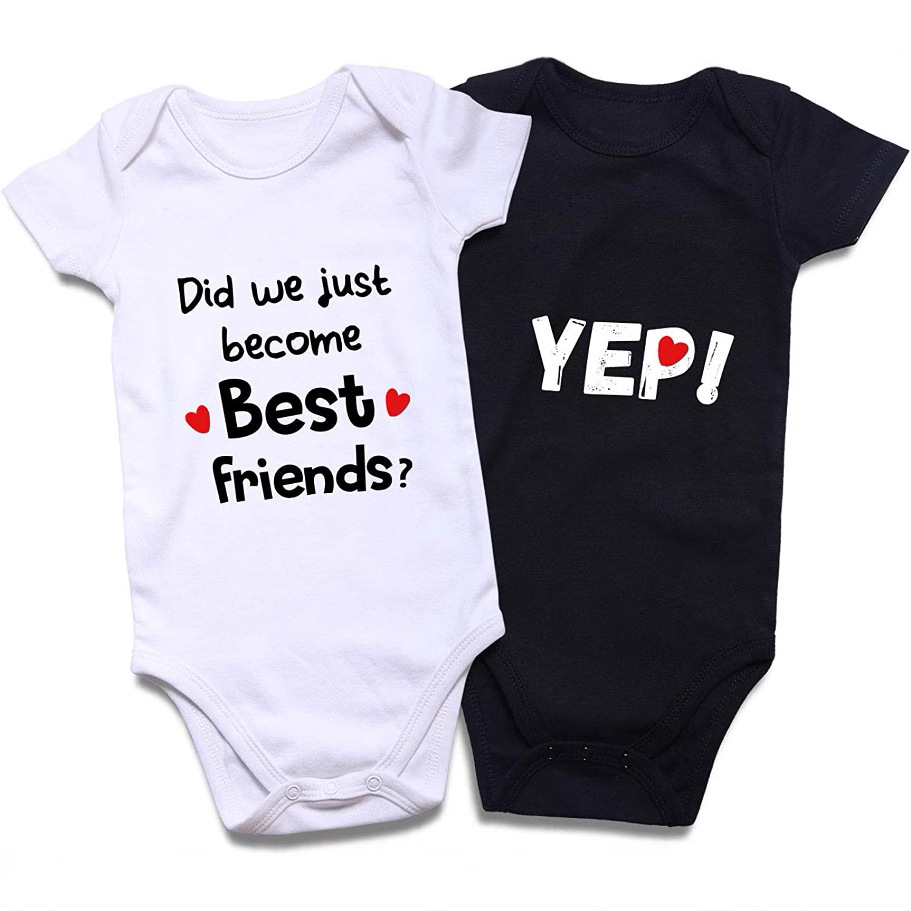 Cotton Baby Onesies 2-Pack - Short Sleeve Bodysuit for Newborn Twins - Soft Infant Clothing 7