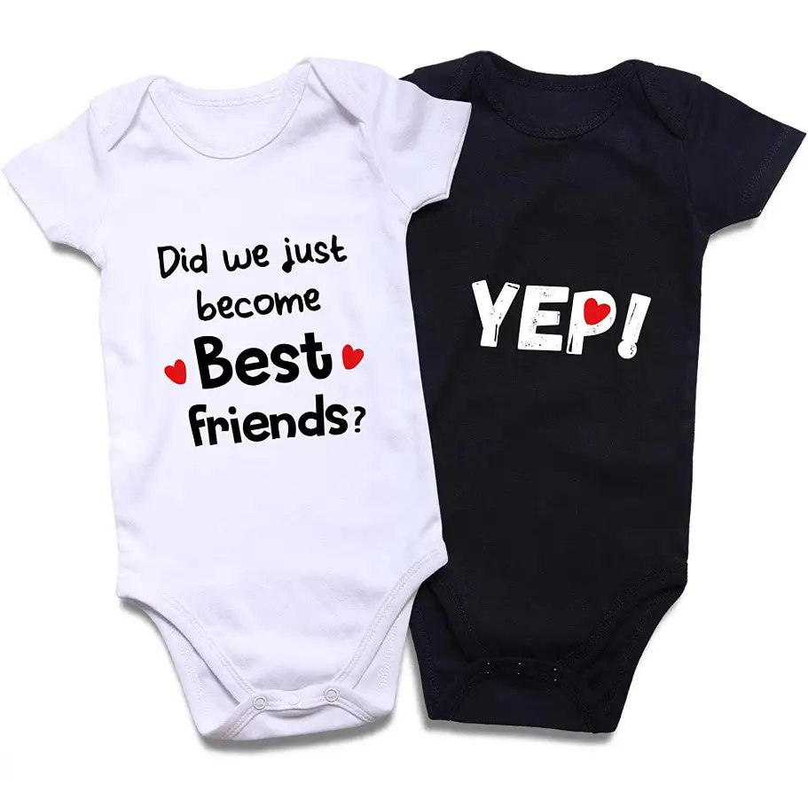 Cotton Baby Onesies 2-Pack - Short Sleeve Bodysuit for Newborn Twins - Soft Infant Clothing