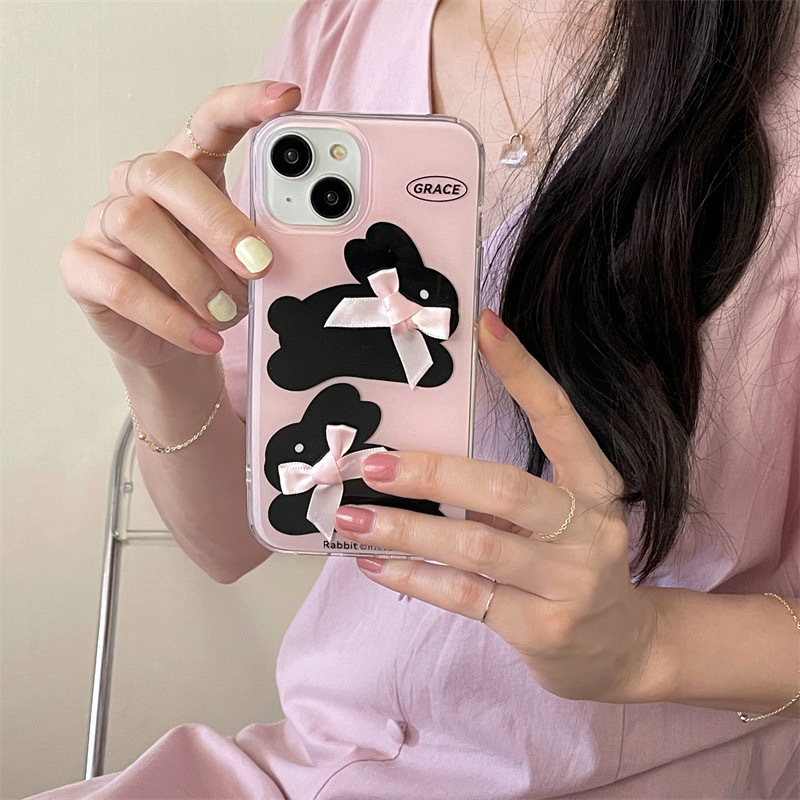 Cute Bow Rabbit Phone Case Double Layer
