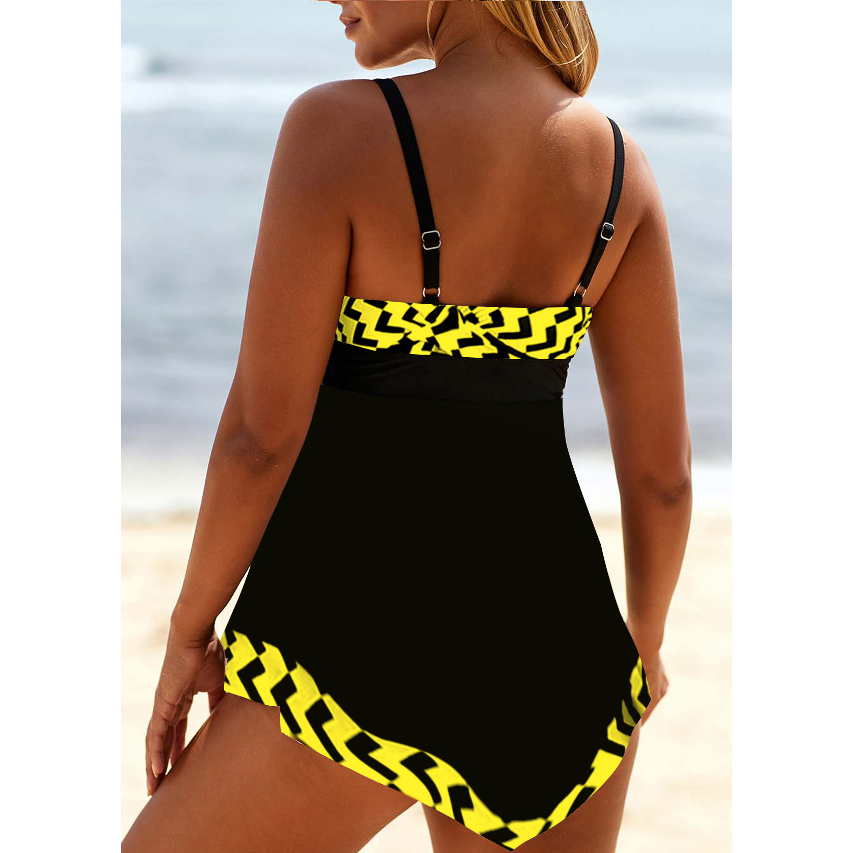 Women's Printed Strap Deep V Plus Size Skirt Swimsuit - Image 5