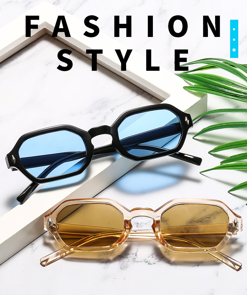 Polygonal small-frame sunglasses – hexagonal unisex UV protection fashion eyewear