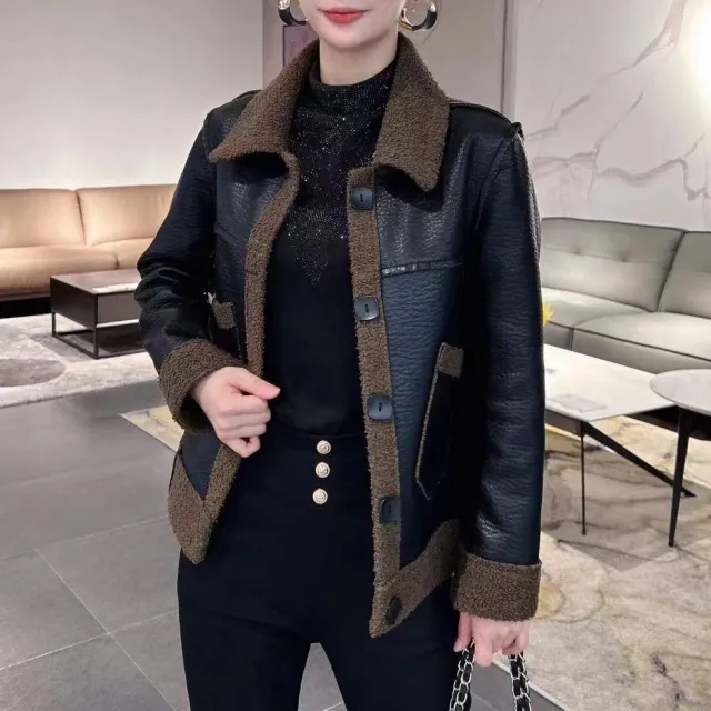 Fashion Two sided Wear All matching Short Leather Jacket Black And Coffee Style - Shop at LoveMi