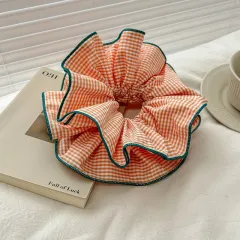 Women's Mori Style Floral Plaid Hair Ring Headdress - Orange - View 1