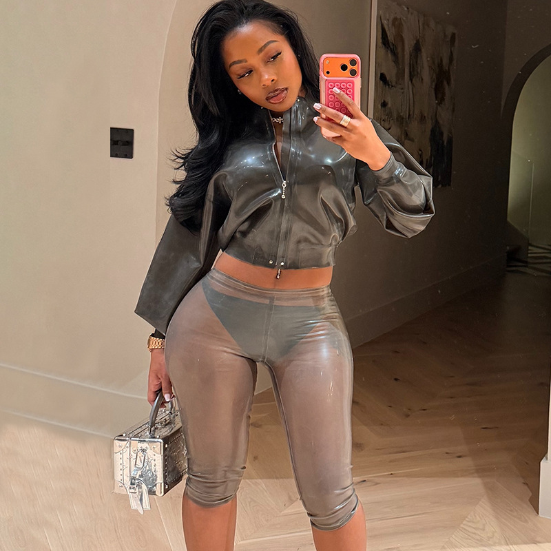 Womens Fashionable Tight-fitting Figure-hugging Stretchy Sheer Pants