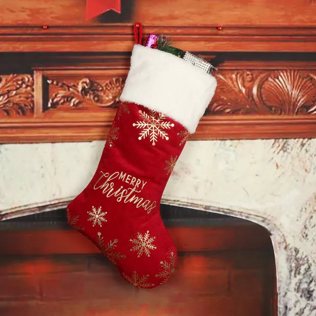 Christmas Decorative Stockings Embroidery Candy Purplish Red Bronzing Socks - Shop at LoveMi