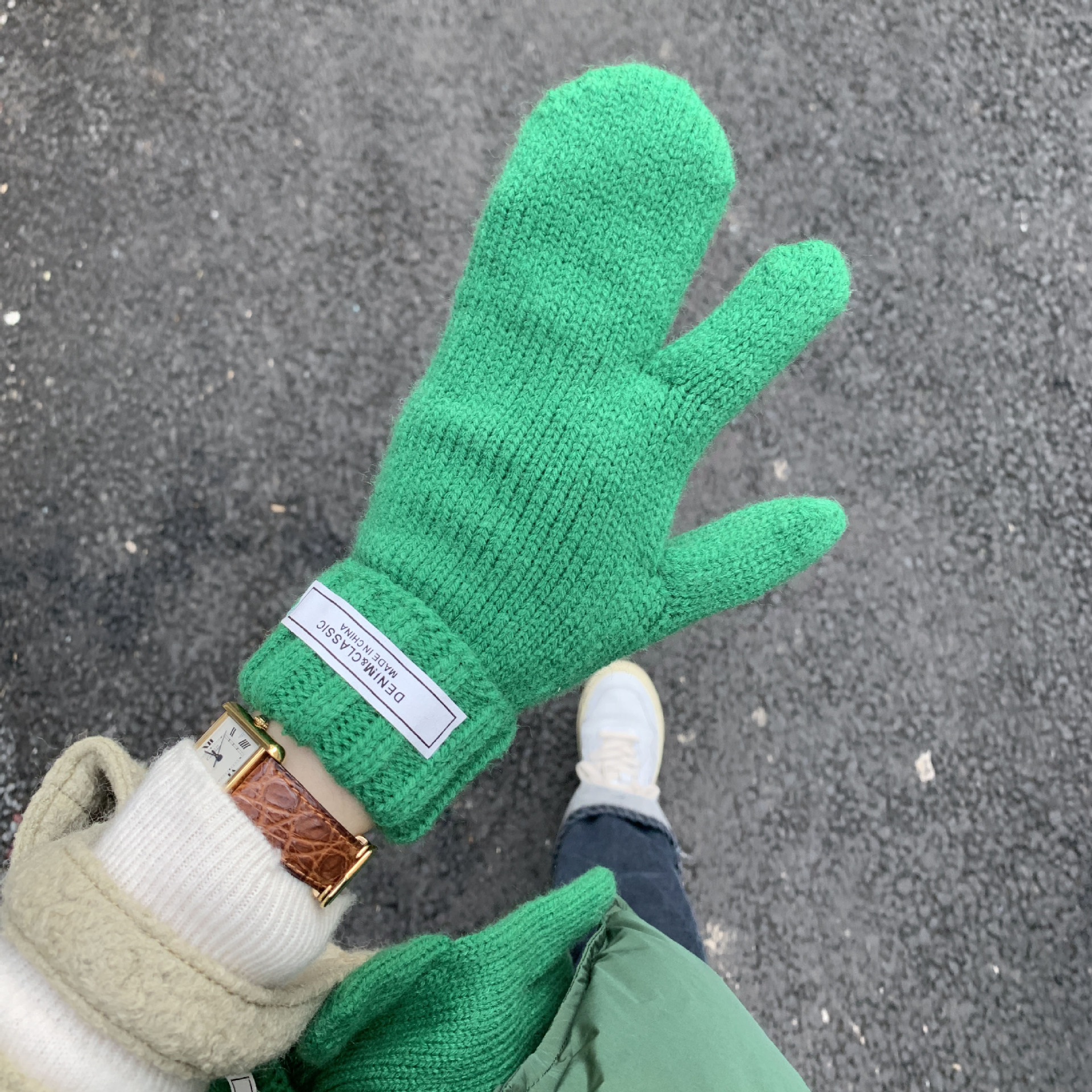 Women's Outdoor Riding Solid Color Woolen Knitted Gloves - Image 9