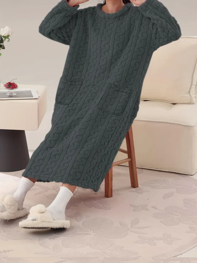 Coral Fleece Overknee Thickened Plus Size Homewear Pajamas Gray - Shop at LoveMi