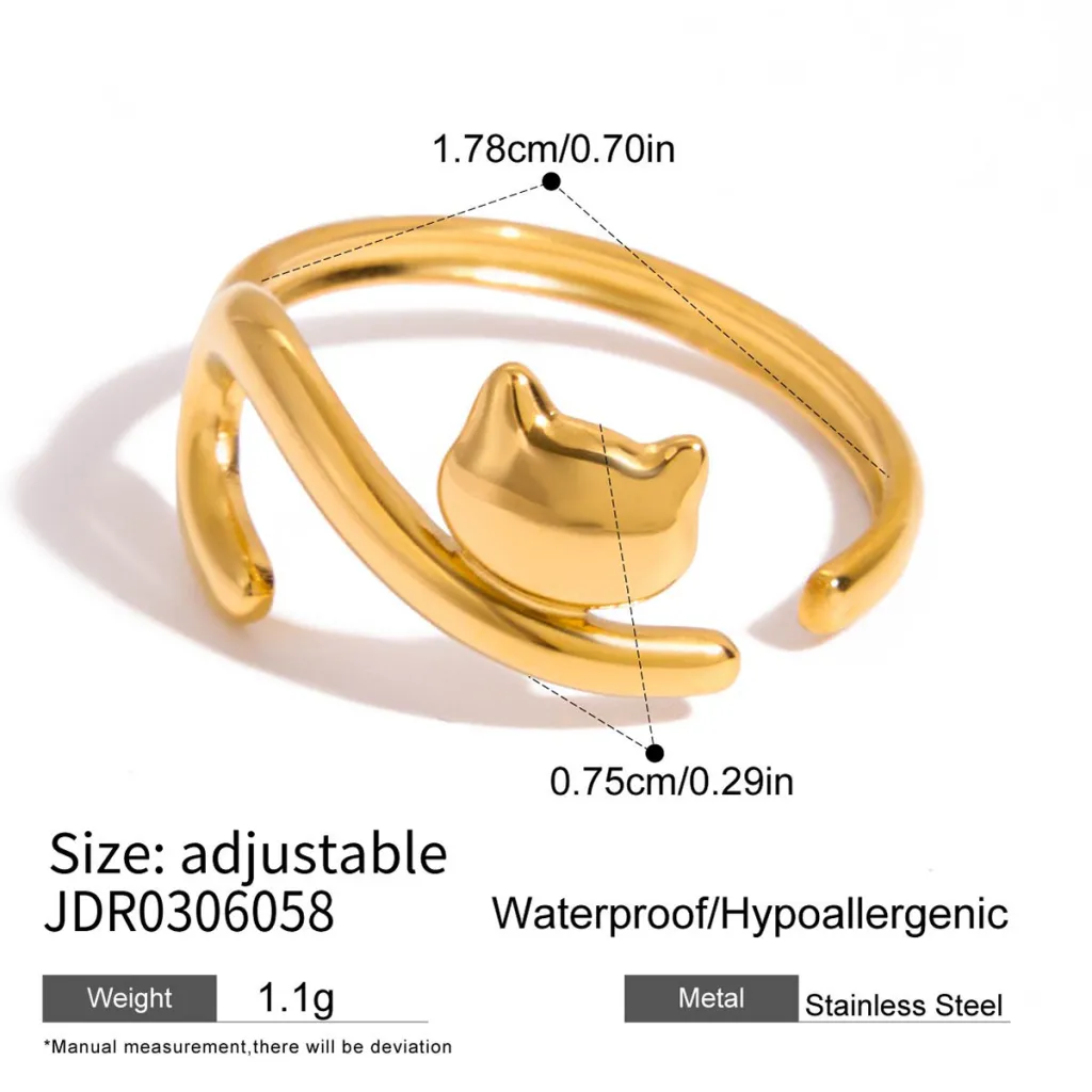 Hand Jewelry Women's Niche Design Dogs And Cats Ring Does Not Fade - Jdr0306058