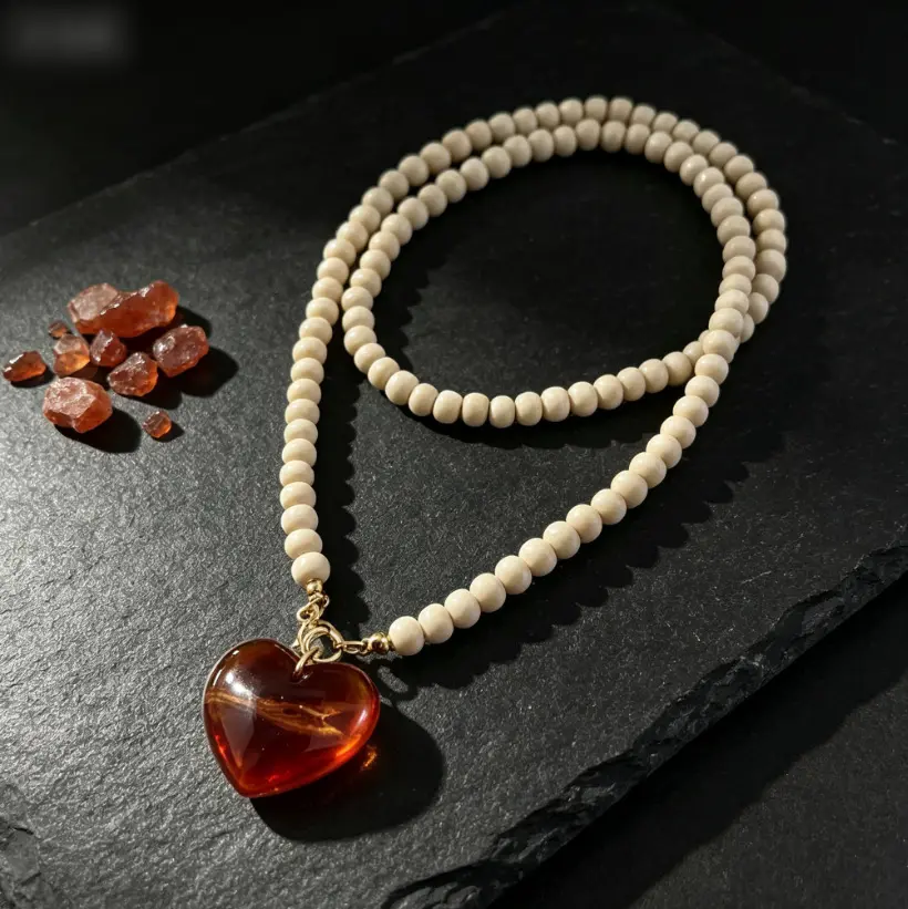 Womens Wooden Bead Necklace