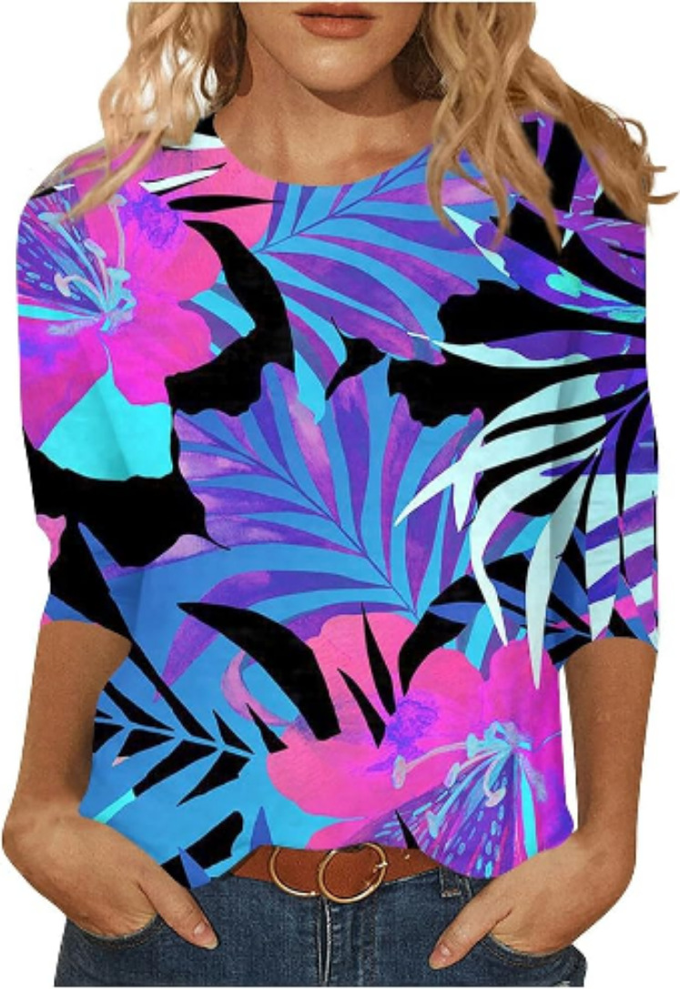 Comfortable Casual And Relaxed-fit With A 3D Print Cozy Sporty Long-sleeve Crew-neck T-shirt