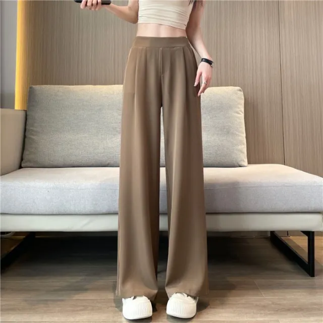 Women's Thin Suit Wide Leg High Waist Pants Loose Khaki - Shop at LoveMi