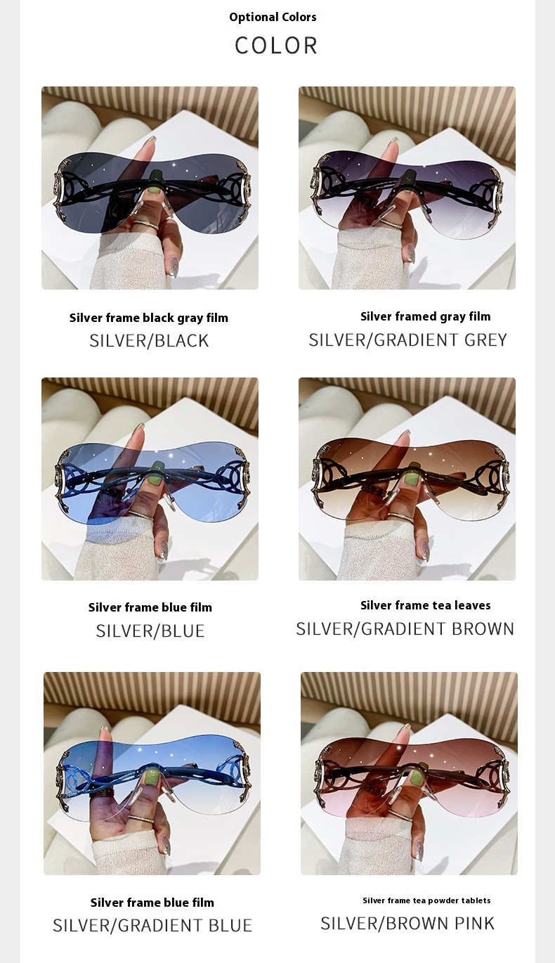 Lingsnake Metal Frameless Integrated Personality Entry Lux Sunglasses Internet Celebrity