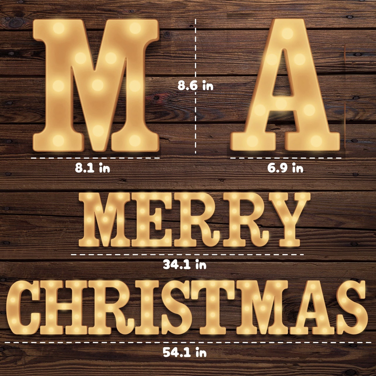 Title 24, Merry Christmas Letter Light JOY Decorative Let...