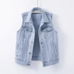 New Loose-fitting Waistcoat Denim Coat Women's Sleeveless Waistcoat Top - Light Blue - View 1