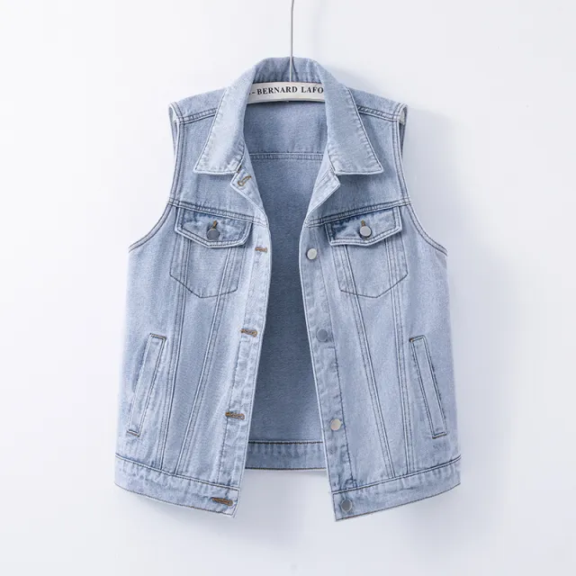 New Loose fitting Waistcoat Denim Coat Women's Sleeveless Waistcoat Top Light Blue - Shop at LoveMi