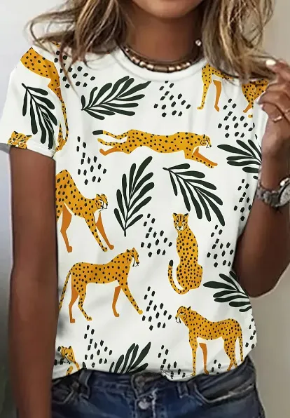 Animal Pattern Short Sleeve Round Neck T shirt Me13Hl250416Y001 6Xl - Shop at LoveMi