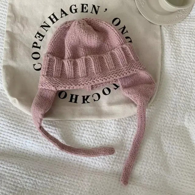 Keep Warm Pure Color Ear Protection Knitting Woolen Cap Pink - Shop at LoveMi