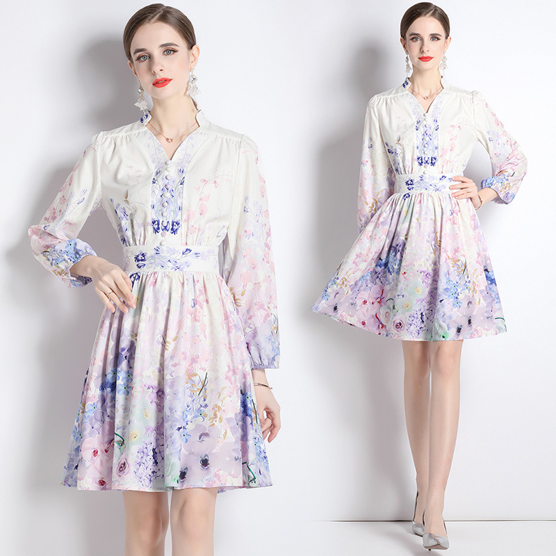 Floral Print Long Sleeve Dress, picture 3 of 5