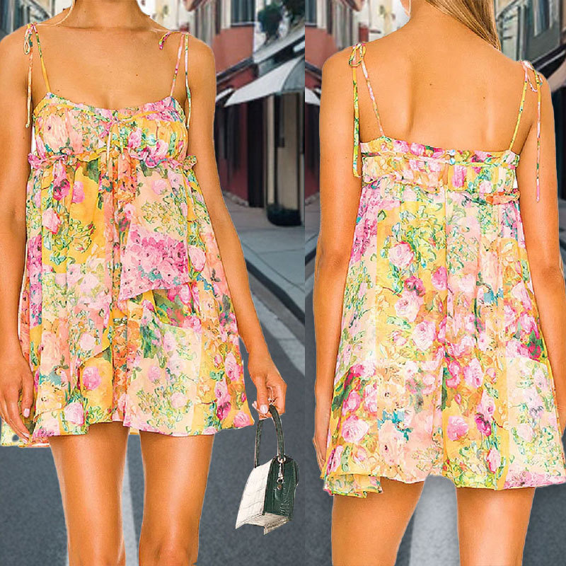 Bohemian-style Printed Camisole With Straps And A Bandeau Top